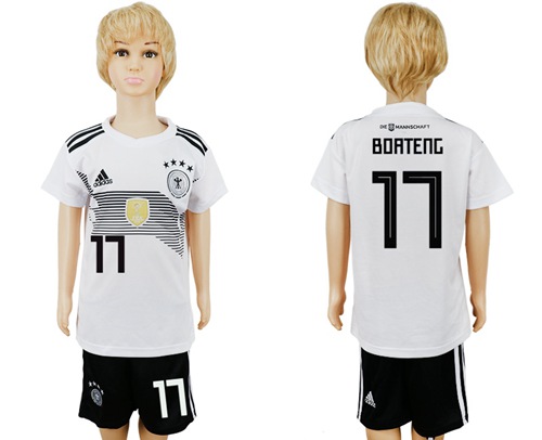 Germany #17 Boateng White Home Kid Soccer Country Jersey